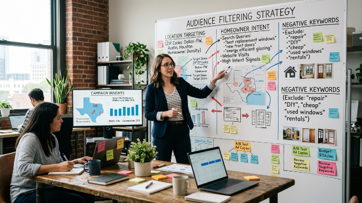 Digital marketer using PPC audience targeting to generate qualified leads for a window and door company