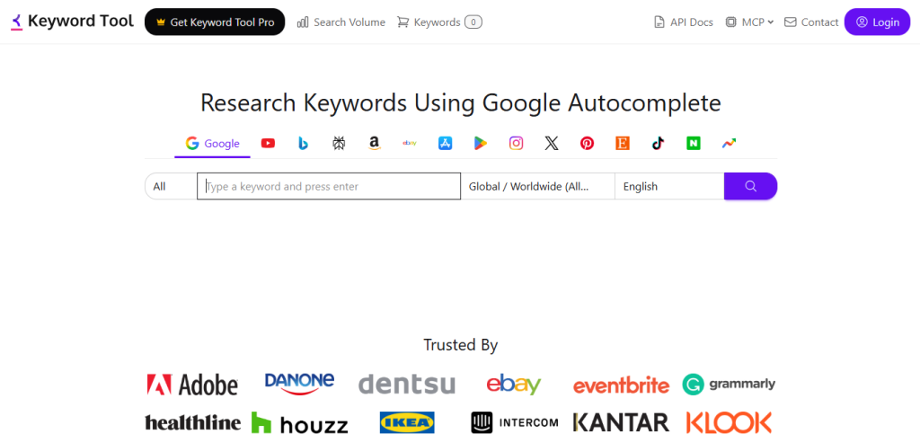 Keyword Tool for YouTube keyword research and video ideas