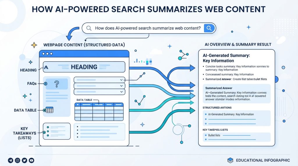 AI Overview infographic showing structured SEO content