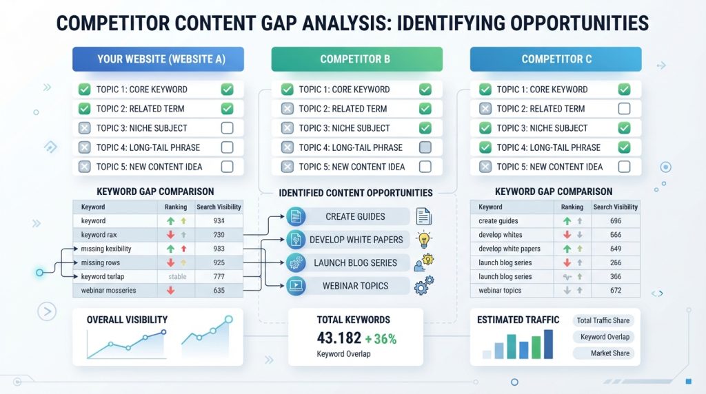 Competitor content gap analysis SEO infographic