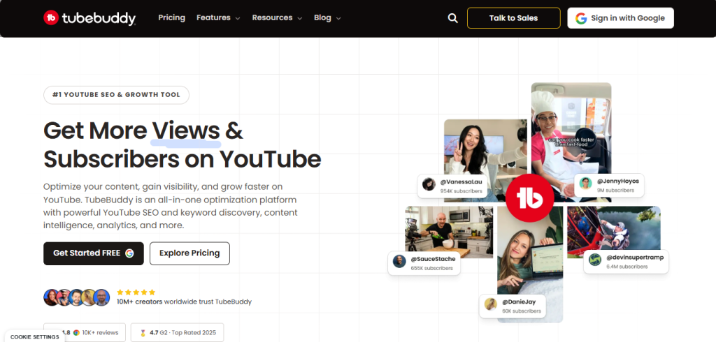 TubeBuddy YouTube SEO and analytics dashboard