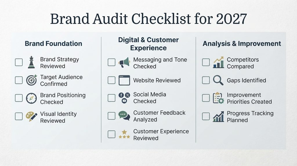 Brand audit checklist for strategy website and customer experience