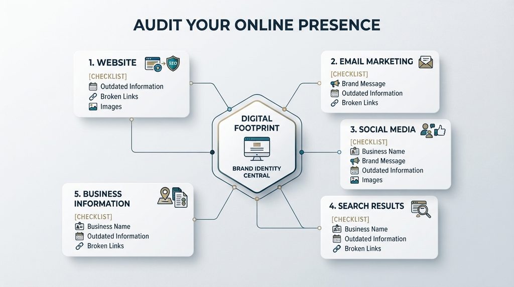 Online brand presence audit infographic